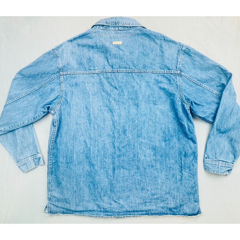 Vtg Rocawear Denim Jean Shirt Mens Sz XL Blue Relaxed Fit Square Tail Shaket Y2K - Picture 2 of 10